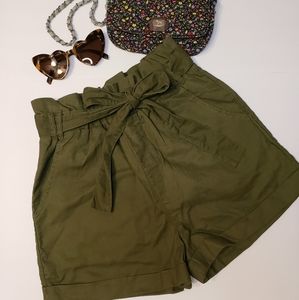 High Waisted Army Green Shorts